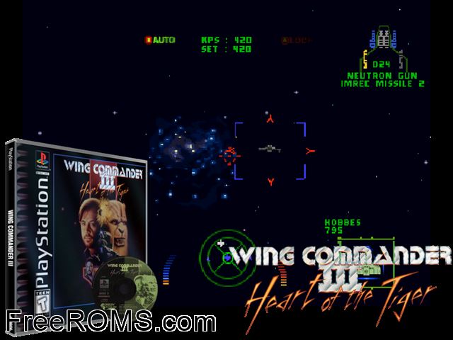 Wing Commander III - Heart of the Tiger [Disc3of4] PSX game showing 3D box cover and gameplay screenshot
